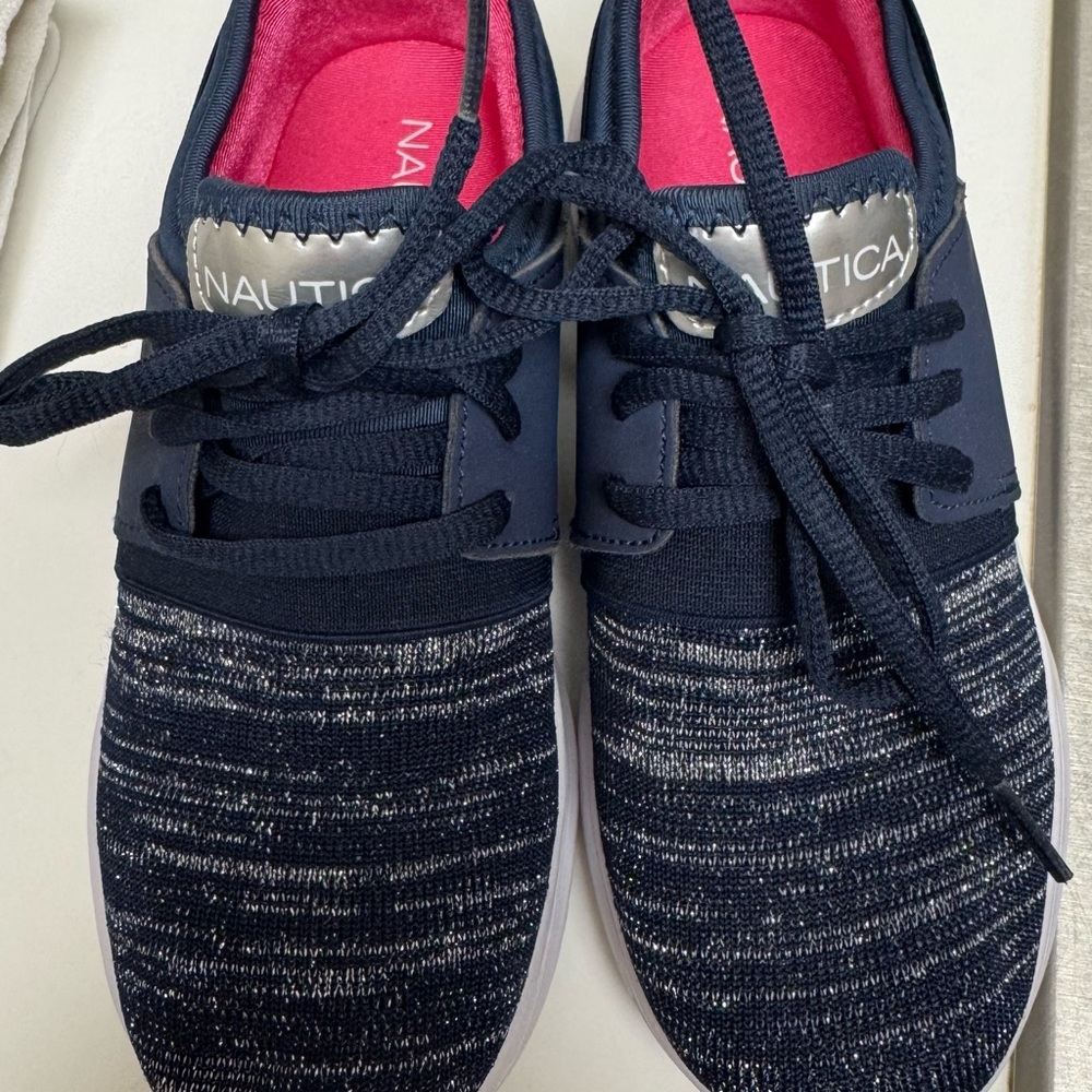 Girls size 2 Nautica Dark Blue and Pink Athletic Shoes